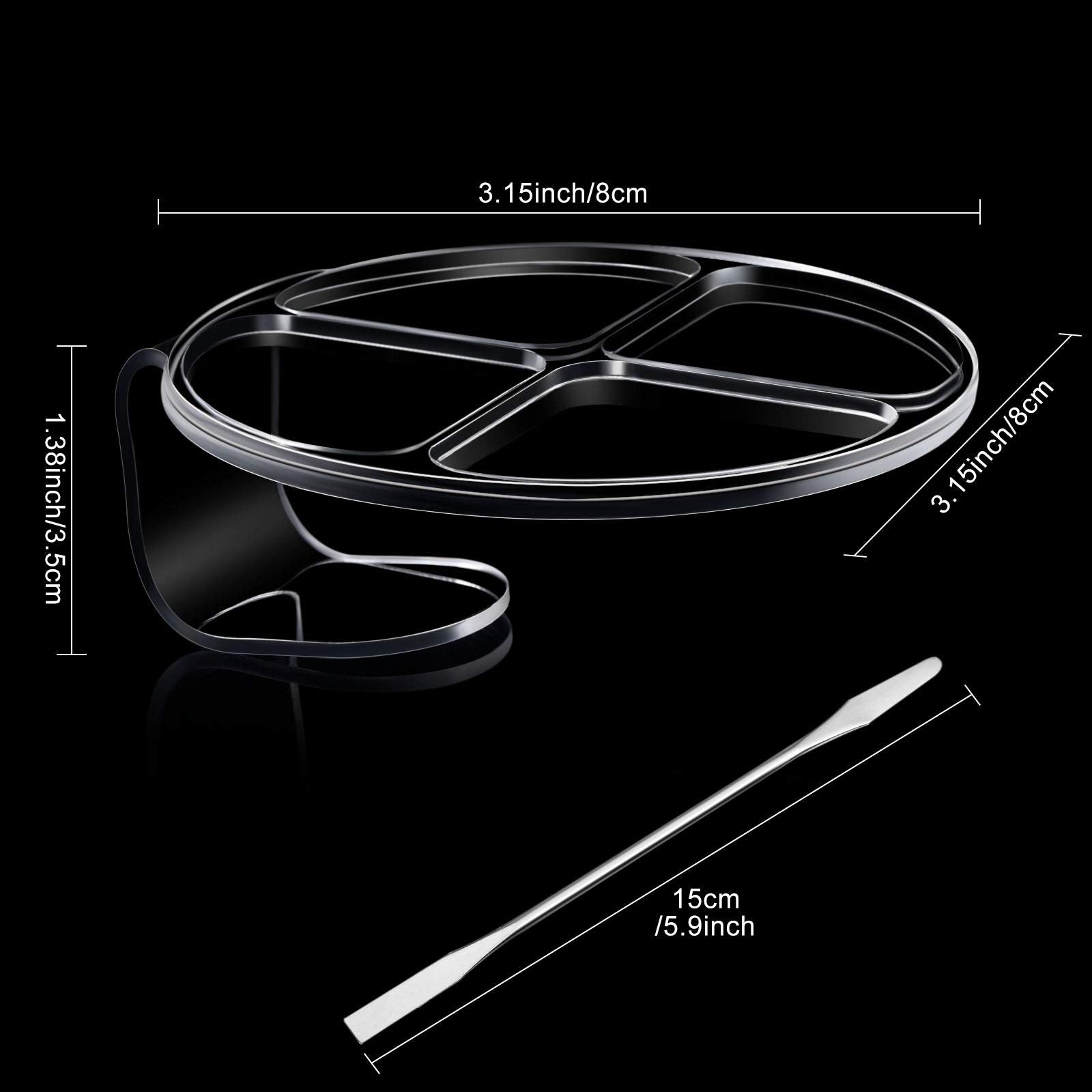 2 Pieces Hand Makeup Mixing Palette Handheld Palette Clear Makeup Cosmetic Palette Nail Art Manicure Palette with 2 Pieces Spatula for Mixing Foundation