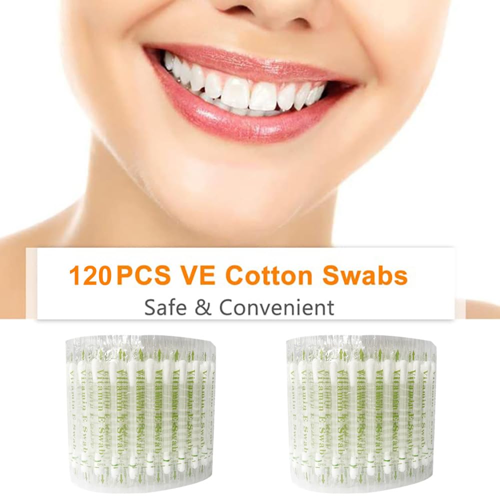 120 Pcs/Pack Lips Oil Cotton Swabs Disposable Oil Q-tip Applicators for Protect Lip Gum Anti-Dry Moisture Use Before Teeth Whitening