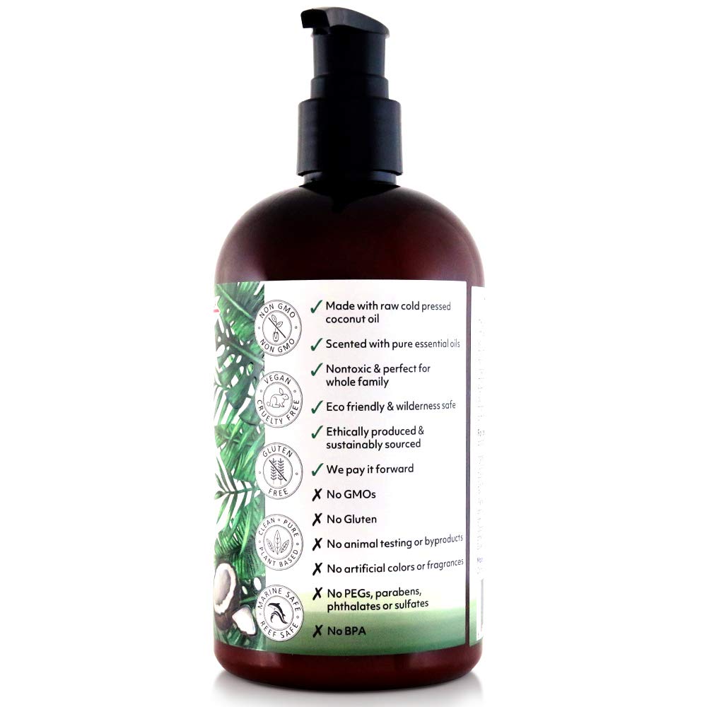 Organic Fiji Moisturizing Face and Body Organic Coconut Oil Lotion Tea Tree Spearmint 12 Ounce