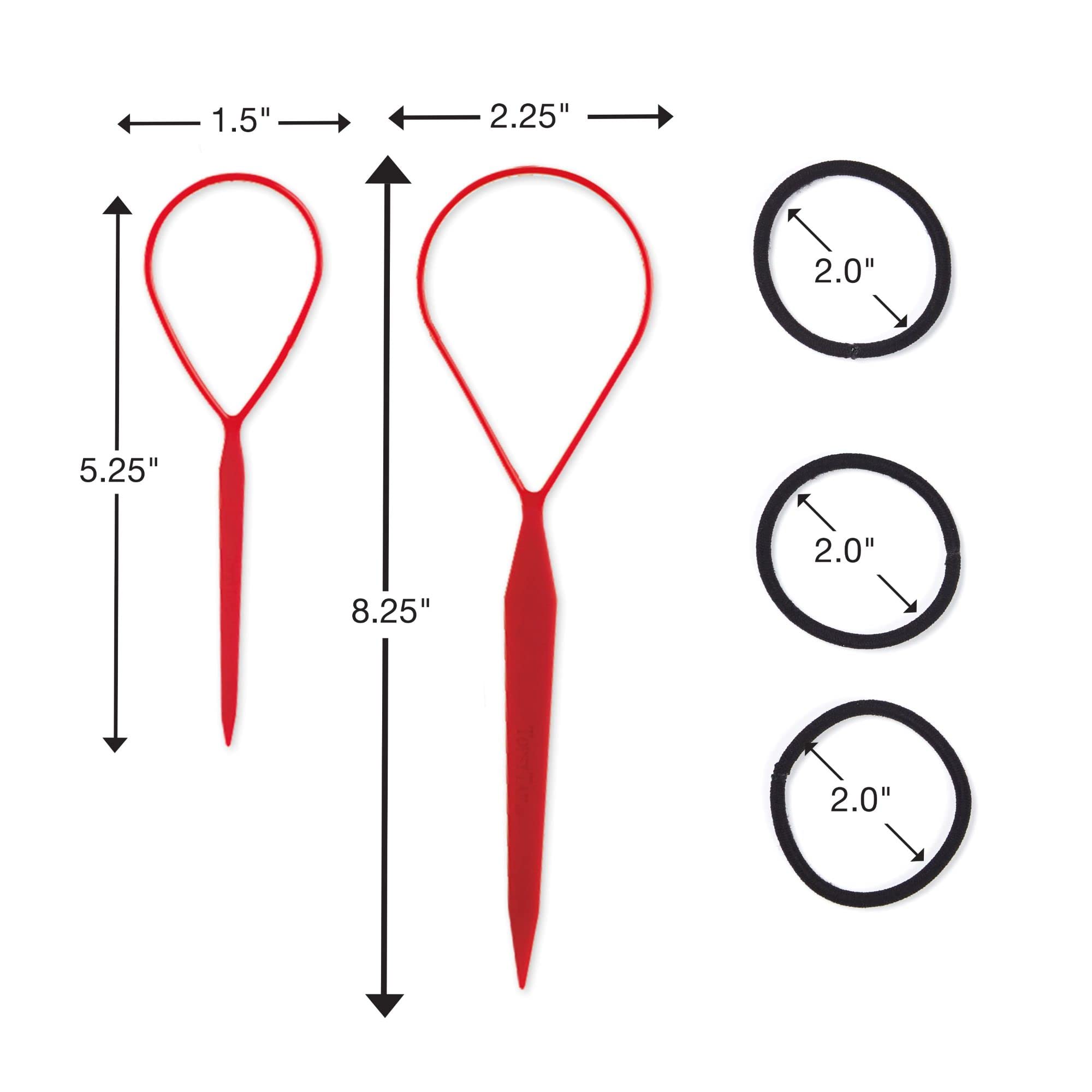 Conair Topsy Tail Hair Tool - Ponytail Hair Loop Styling Tool - Includes Hair Ties Hair Styling Kit Included - 5-Piece Set