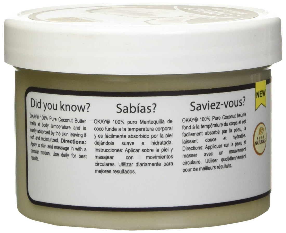 Okay Coconut Butter 100% Natural Smooth for Skin and Hair, 7 oz.