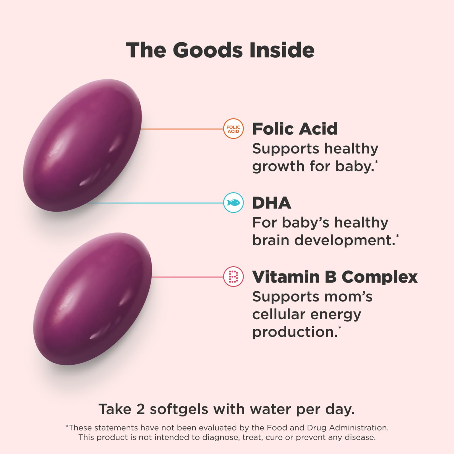 OLLY Ultra Strength Prenatal Multivitamin Softgels, Supports Healthy Growth, Brain Development, Iron, Folic Acid, DHA, Vitamins C, E, 30 Day Supply-60 Count