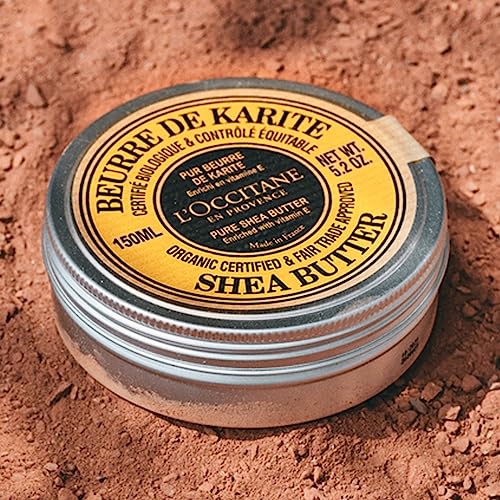 L'OCCITANE Organic Certified Pure Shea Butter:, Nourish Dry Skin & Hair, With Vitamin E, Multipurpose Organic Beauty Balm, Treatment, Protects From Dryness, Softening