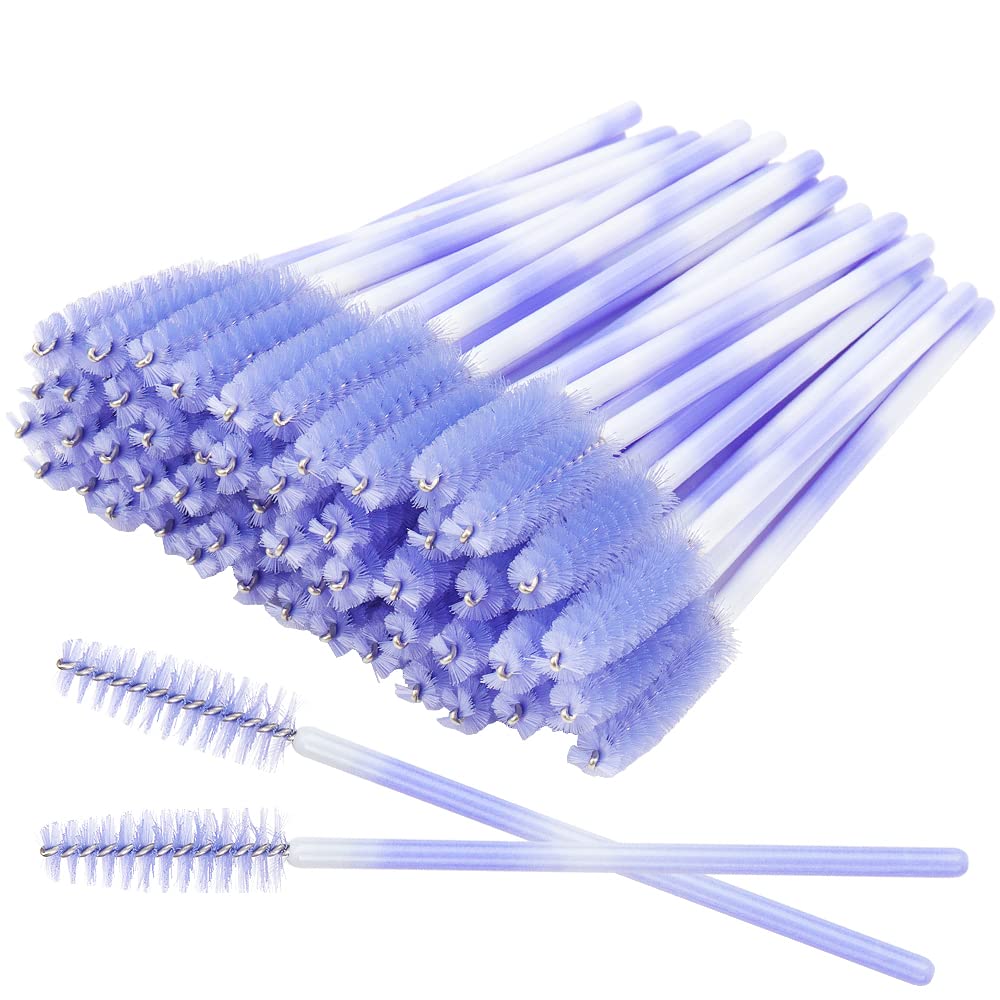 300 Pack Mascara Wands Disposable Eyelash Brush for Extensions Lash Applicators Tool Kit, Deep Purple