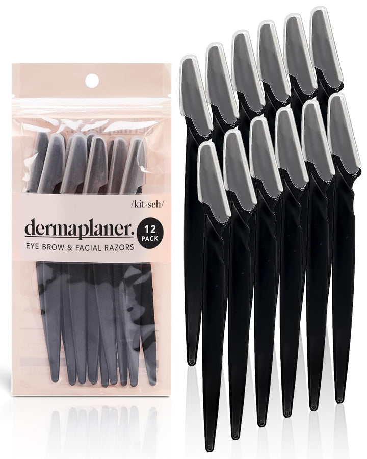 Kitsch Pro Dermaplaning Tool Set, Facial Hair Removal for Women, Eyebrow Razor and Face Razor for Women, 12 Pack