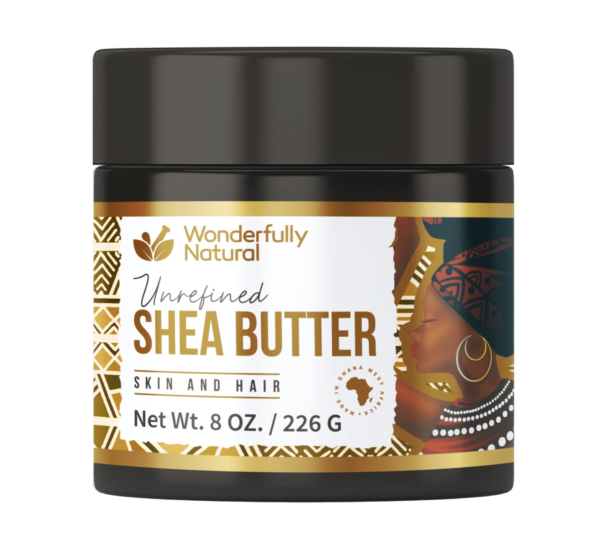 Wonderfully Natural Unrefined Shea Butter - African Organic Ivory & Raw – 8 OZ