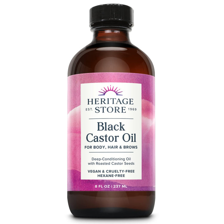 Heritage StoreÃ‚¨ Black Castor Oil | Hair & Skin Moisturizer, Eyebrow Conditioner | Cold Pressed, Gluten Free | 100% African Method | 8 FL oz