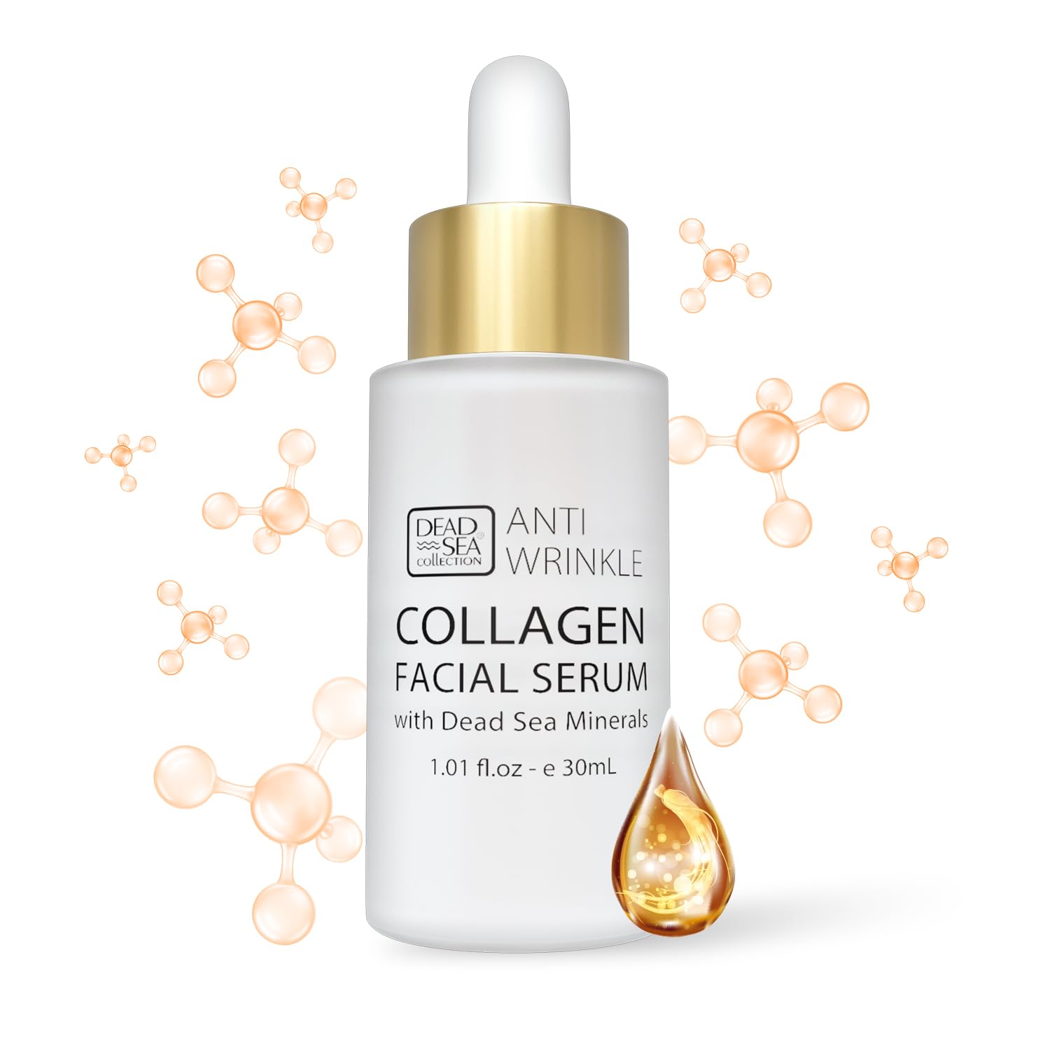 Dead Sea Collection Collagen Serum for Face - Anti-Wrinkle Hydration Facial Serum - Smooth and Moisturized Skin - Enriched with Dead Sea Minerals and Vitamins - 1.01 fl.oz