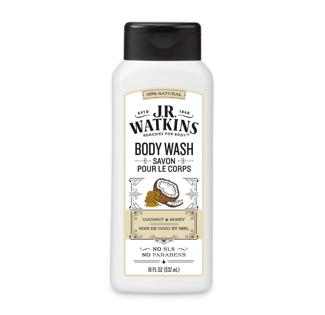 J.R.Watkins Daily Moisturizing Coconut Milk & Honey Body Wash, 18oz. Per Bottle