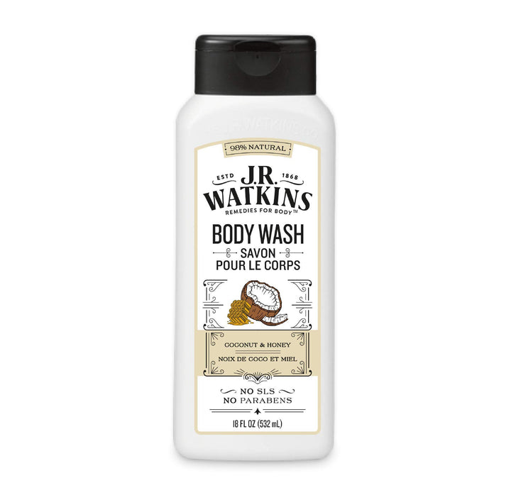 J.R.Watkins Daily Moisturizing Coconut Milk & Honey Body Wash, 18oz. Per Bottle