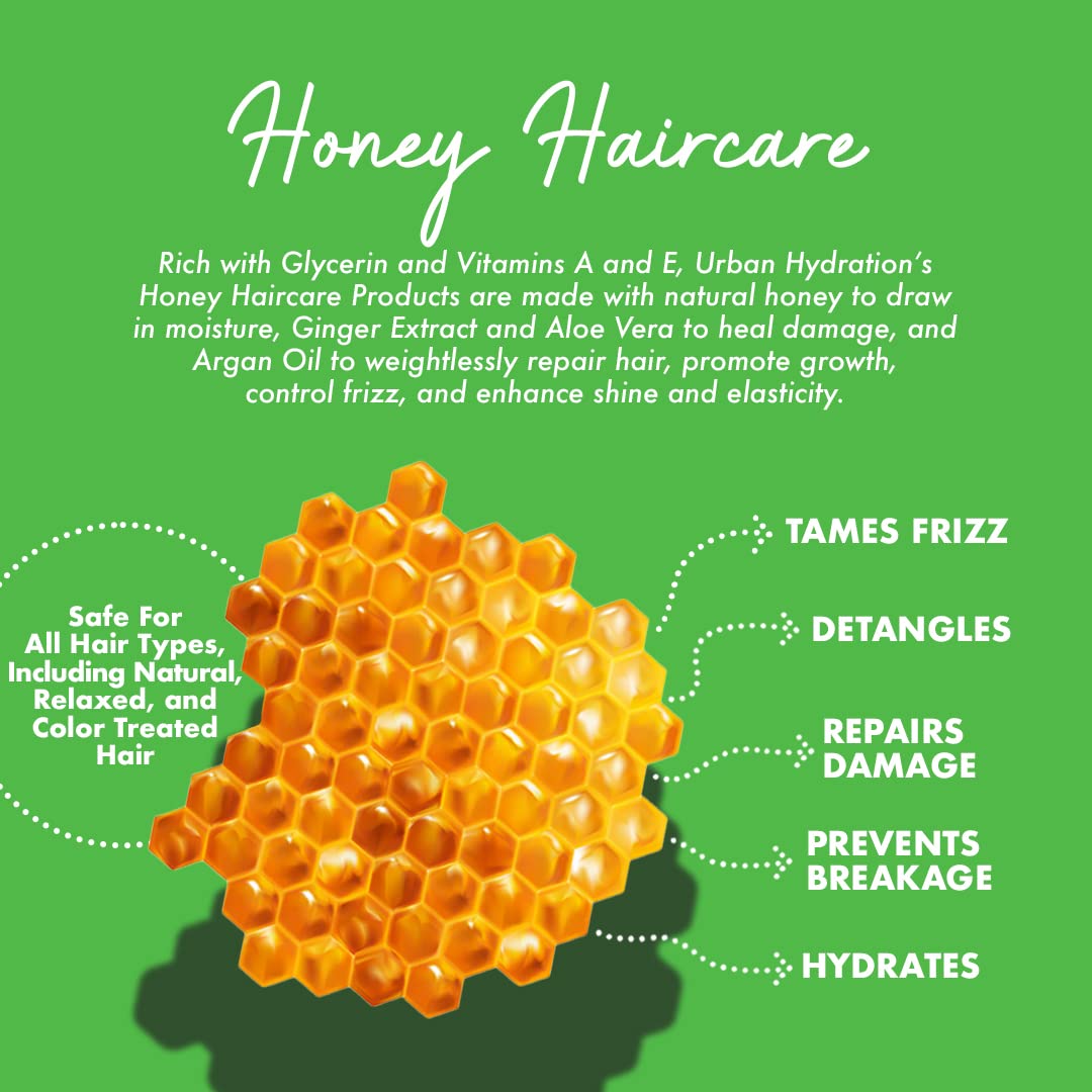 Urban Hydration Honey Health and Repair Hair Detangler | Sulfate, Paraben and Dye Free, Detangles, Prevents Breakage, Tames Frizz, and Repairs Damage for Smooth and Shiny Hair, 9.1 Fl Ounces