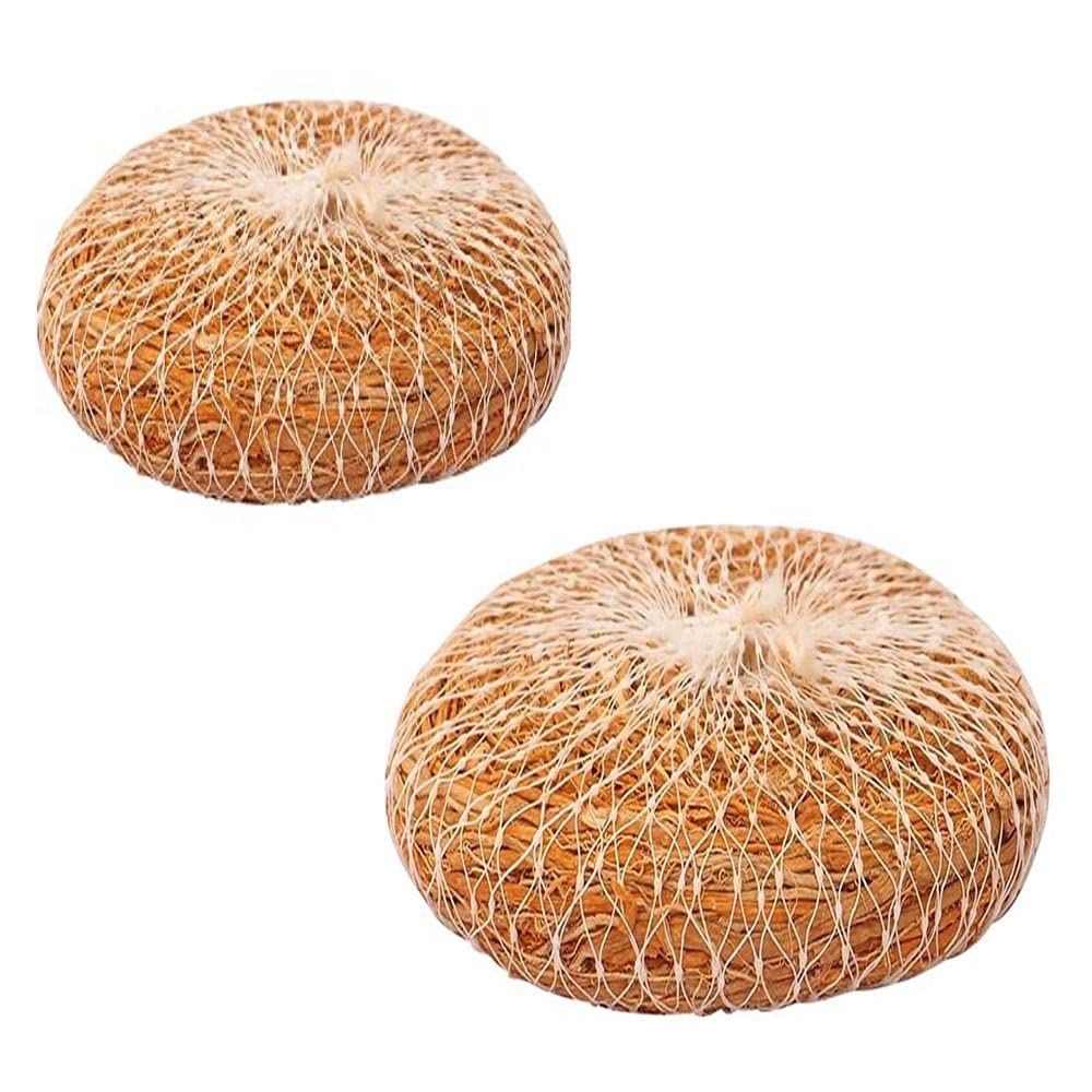nalAmudhu VETIVER (Khus) Premium Natural Bio-Degradable Bath Scrub Loofah | Exfoliating Body Scrub (Pack of 2)