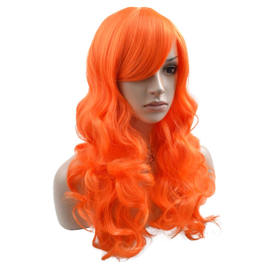 BERON 24 Stylish Long Curly Orange Hair Wig Party Perruque (Orange)