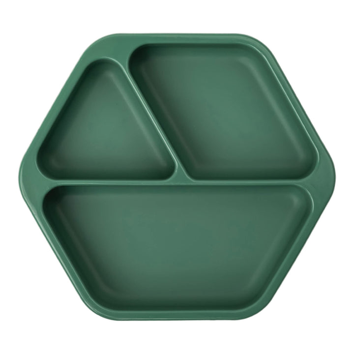 Tiny Twinkle Silicone Suction Baby Plate, Suction Grip Divided Dish for First Foods and Self-Feeding Toddlers, Baby Led Weaning Supplies for Independent Eating (Olive Plate)