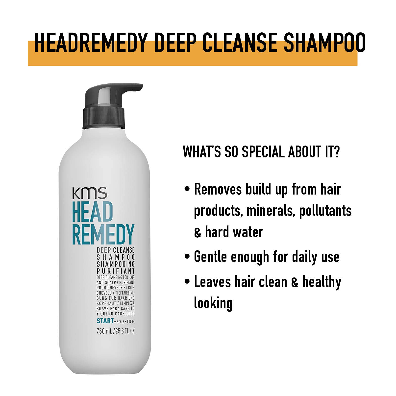 KMS HEADREMEDY Deep Cleanse Clarifying Shampoo, 25.3 oz