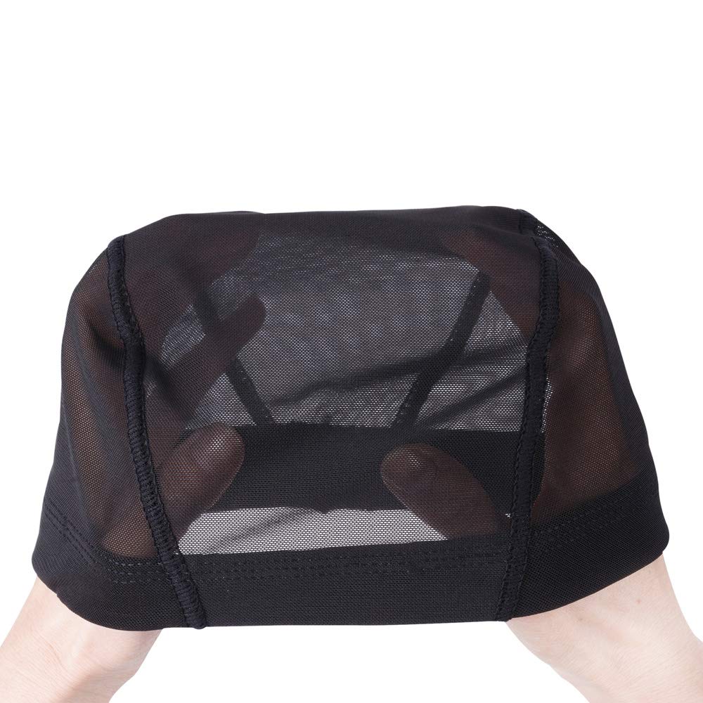 5 Pcs/lot Wig Caps Black Mesh Caps Stretchable Hairnets Mesh Dome Cap for Wigs Wide Elastic Band Wig Caps for Wig Making (Mesh Cap L)