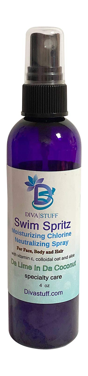 Diva Stuff Swim Spritz, Chlorine Neutralizing, Deodorizing and Moisturizing Mist for Body, Face and Hair, 4oz, Da Lime in Da Coconut Scent