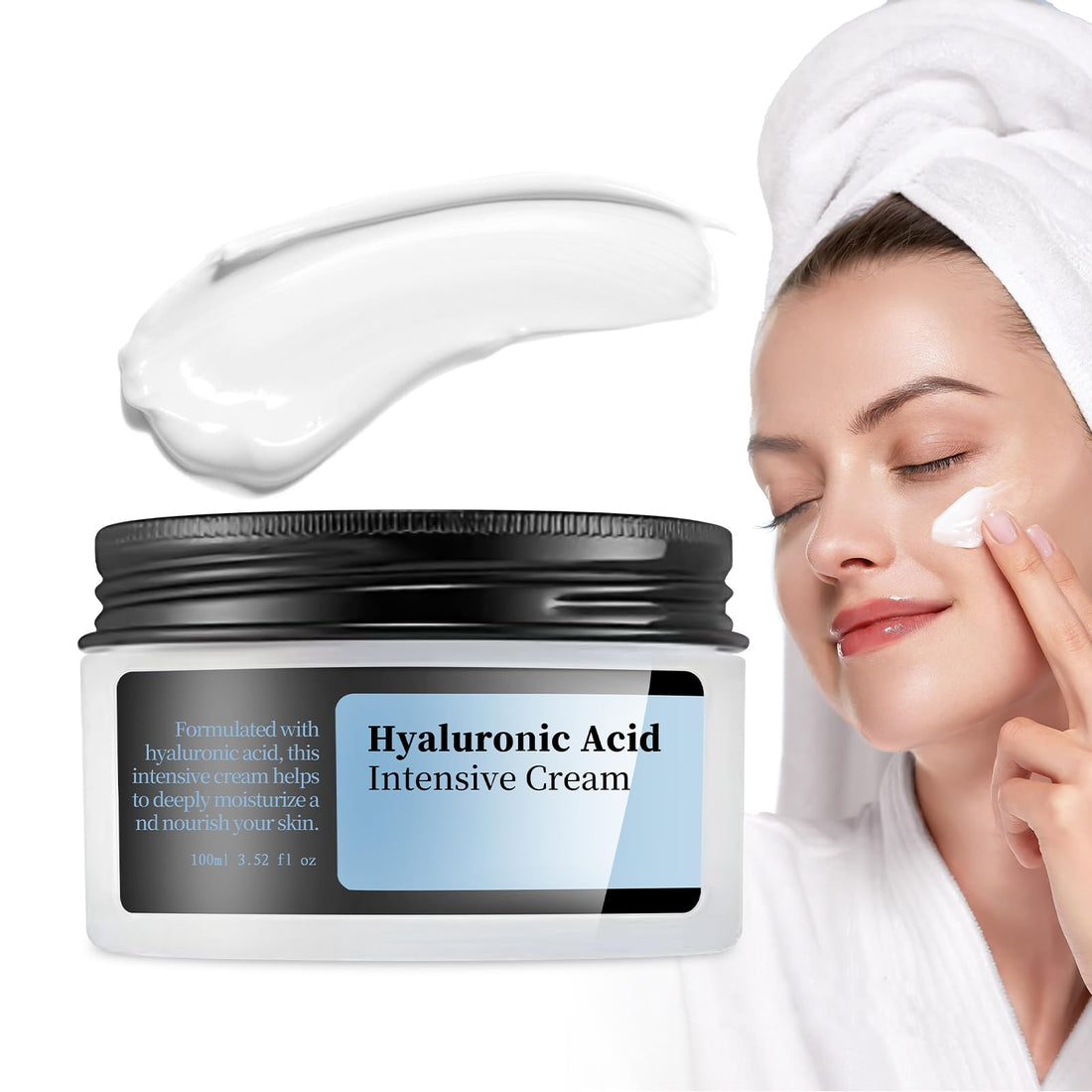 MIZEEYE Hyaluronic Acid Moisturizer For Face, 3.52 oz / 100ML Hyaluronic Acid Cream For Dry & Sensitive Skin, Moisturizing Face Cream For Daily.