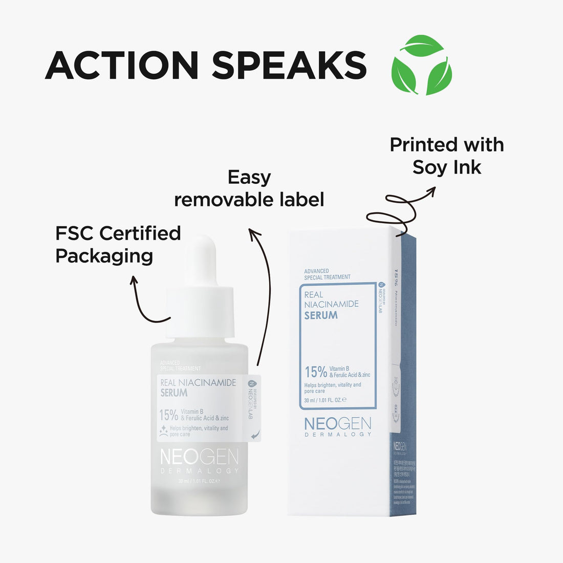 DERMALOGY by NEOGEN Real 15% Niacinamide Serum, Pore Minimizer, Dark Spot Face Serum, Hydrating Vegan Facial Serum with Zinc, Korean Skin Care (30 ml/1.01 Fl Oz)