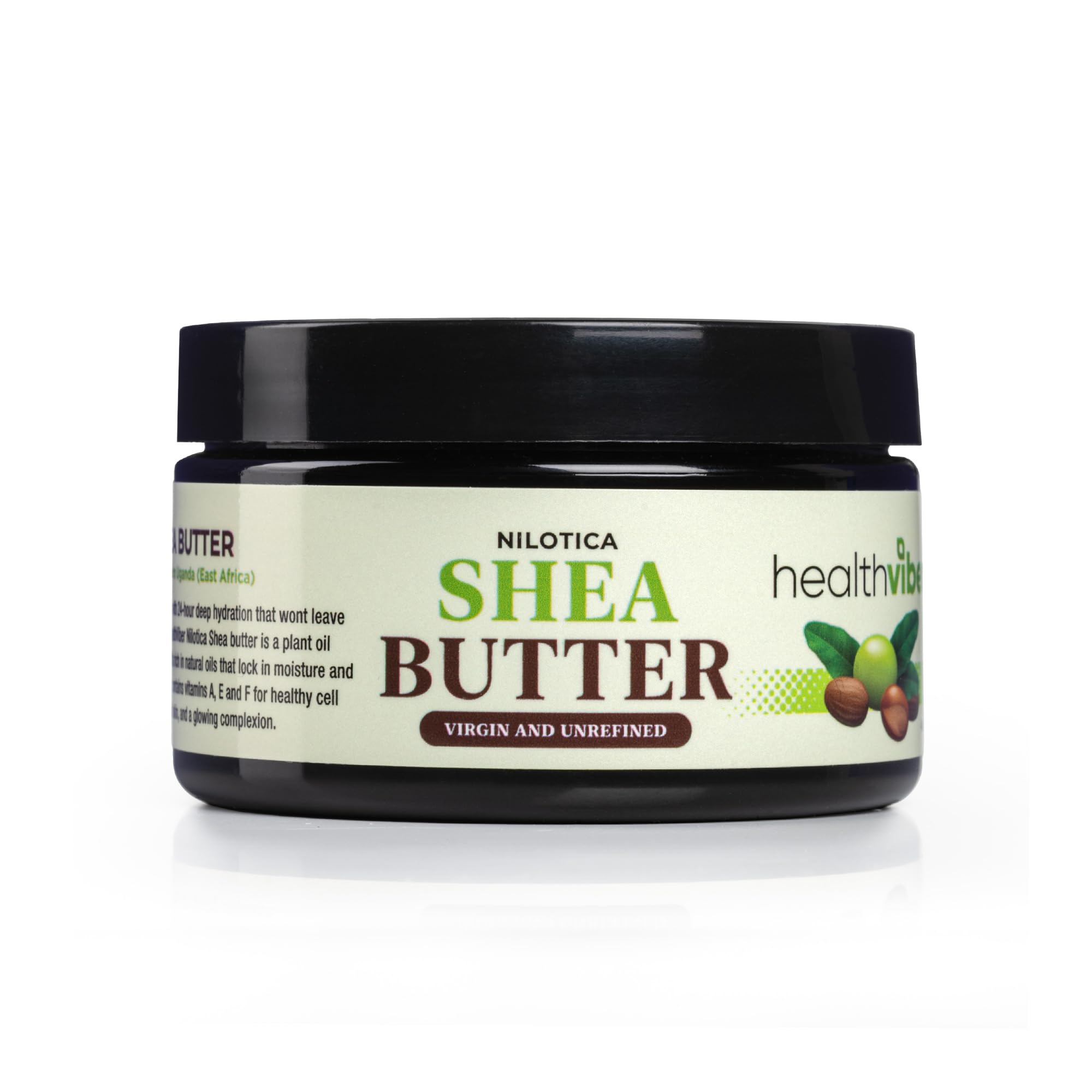 HEALTHVIBER Organic Shea Butter 4oz - Raw Shea Butter for Face, Body & Hair, Pure African Moisturizer, Anti-Aging, Paraben-Free & Fragrance-Free Skincare Solution