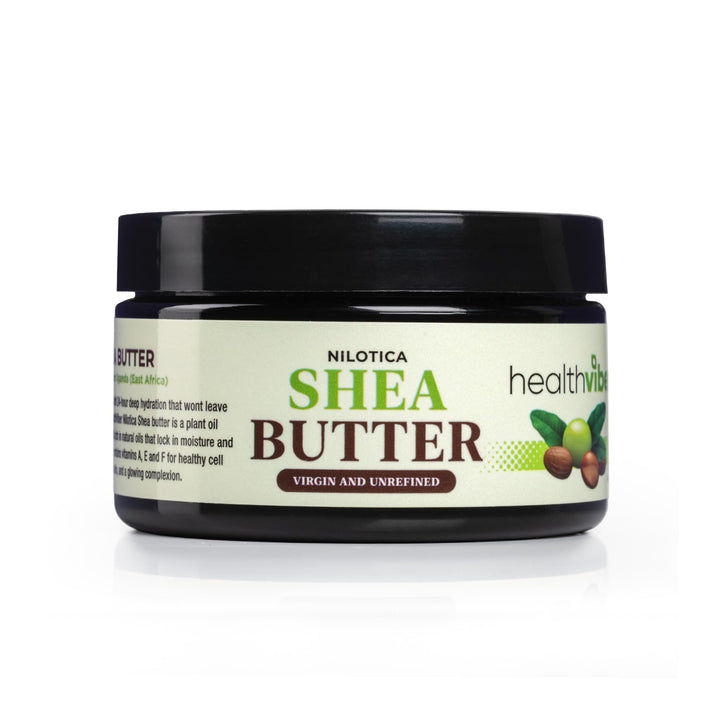 HEALTHVIBER Organic Shea Butter 4oz - Raw Shea Butter for Face, Body & Hair, Pure African Moisturizer, Anti-Aging, Paraben-Free & Fragrance-Free Skincare Solution