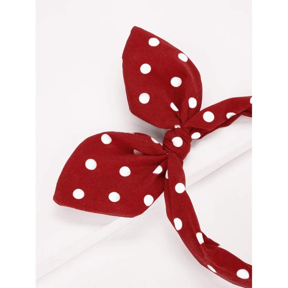 Huachi Bow Headbands for Girls Women Red Polka Dot Headwrap Cute Turban Hair Hoop Knotted with Bunny Ears Vintage Hair Accessories