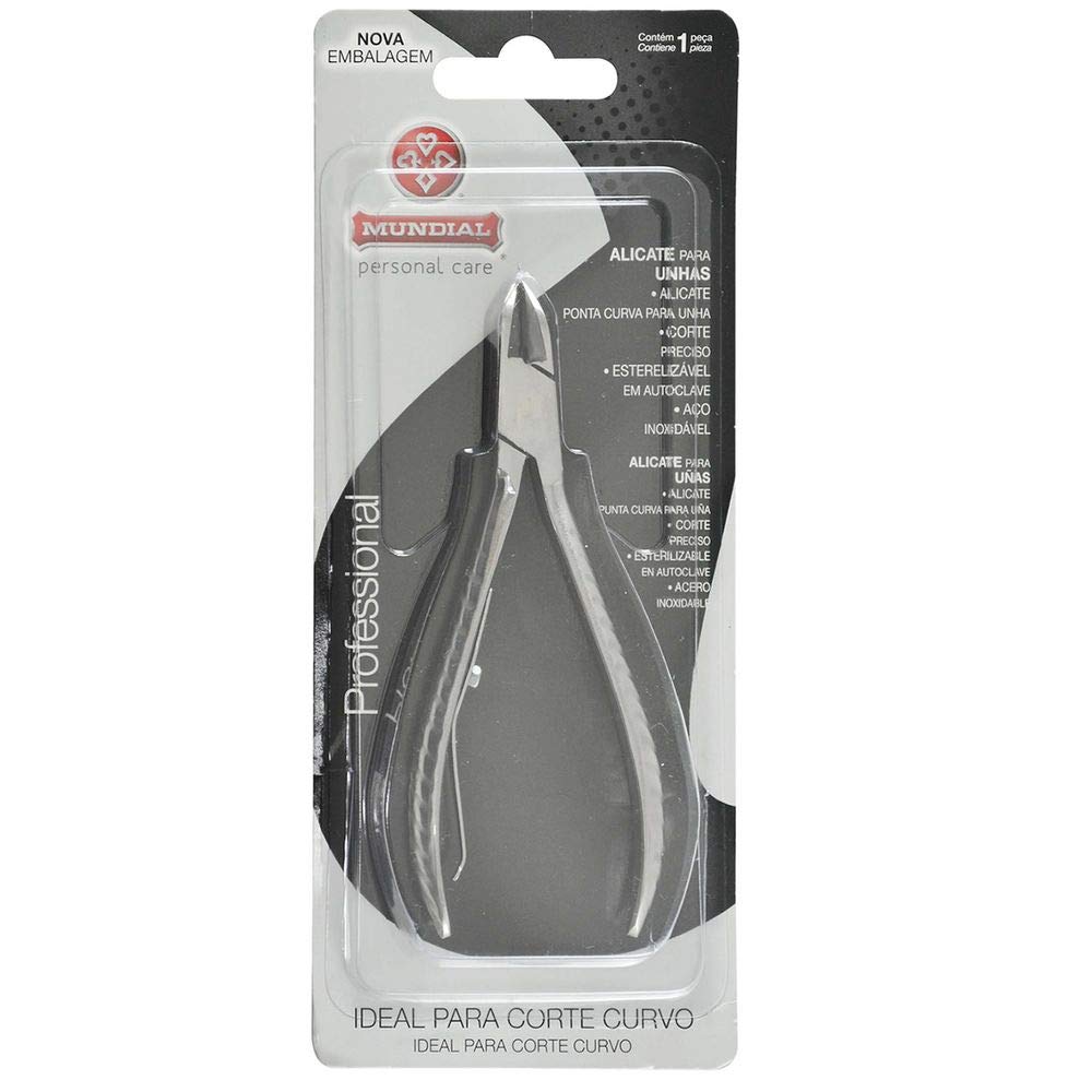 Mundial Professional Stainless Steel Toenail and Fingernail Nipper, Straight Blade for Ingrown Nail Removal, Ergonomic Non-Slip Handle, Made in Brazil