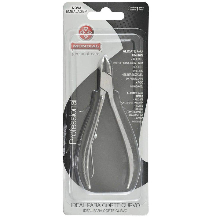 Mundial Professional Stainless Steel Toenail and Fingernail Nipper, Straight Blade for Ingrown Nail Removal, Ergonomic Non-Slip Handle, Made in Brazil