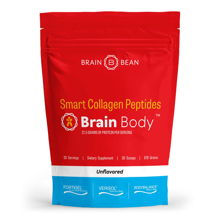 Brain Body Unflavored Collagen Peptides Powder - Premium Supplement for Skin, Muscle, and Joints - Collagen Supplements for Men and Women - 30 Servings - 678 Grams - 22 Grams of Protein
