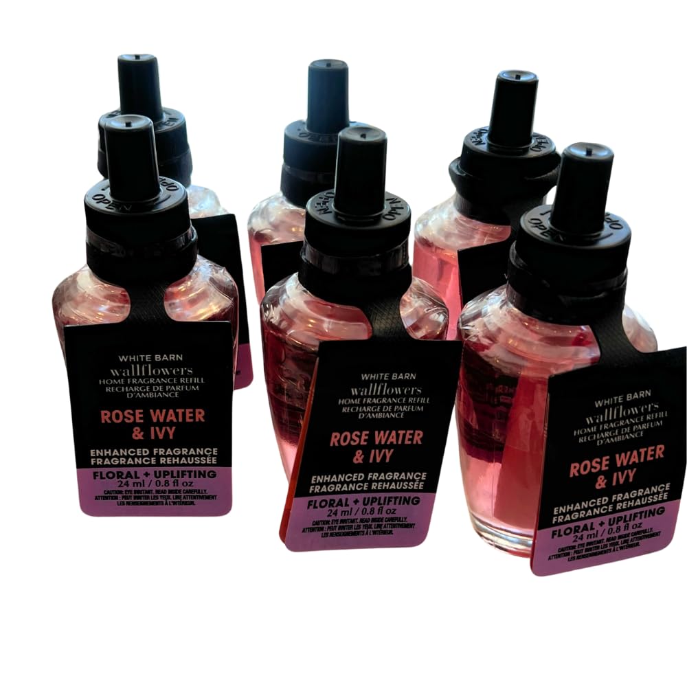Bath & Body Works ROSE WATER & IVY Wallflowers Fragrance Refill 6-pack, 0.8 fl oz each
