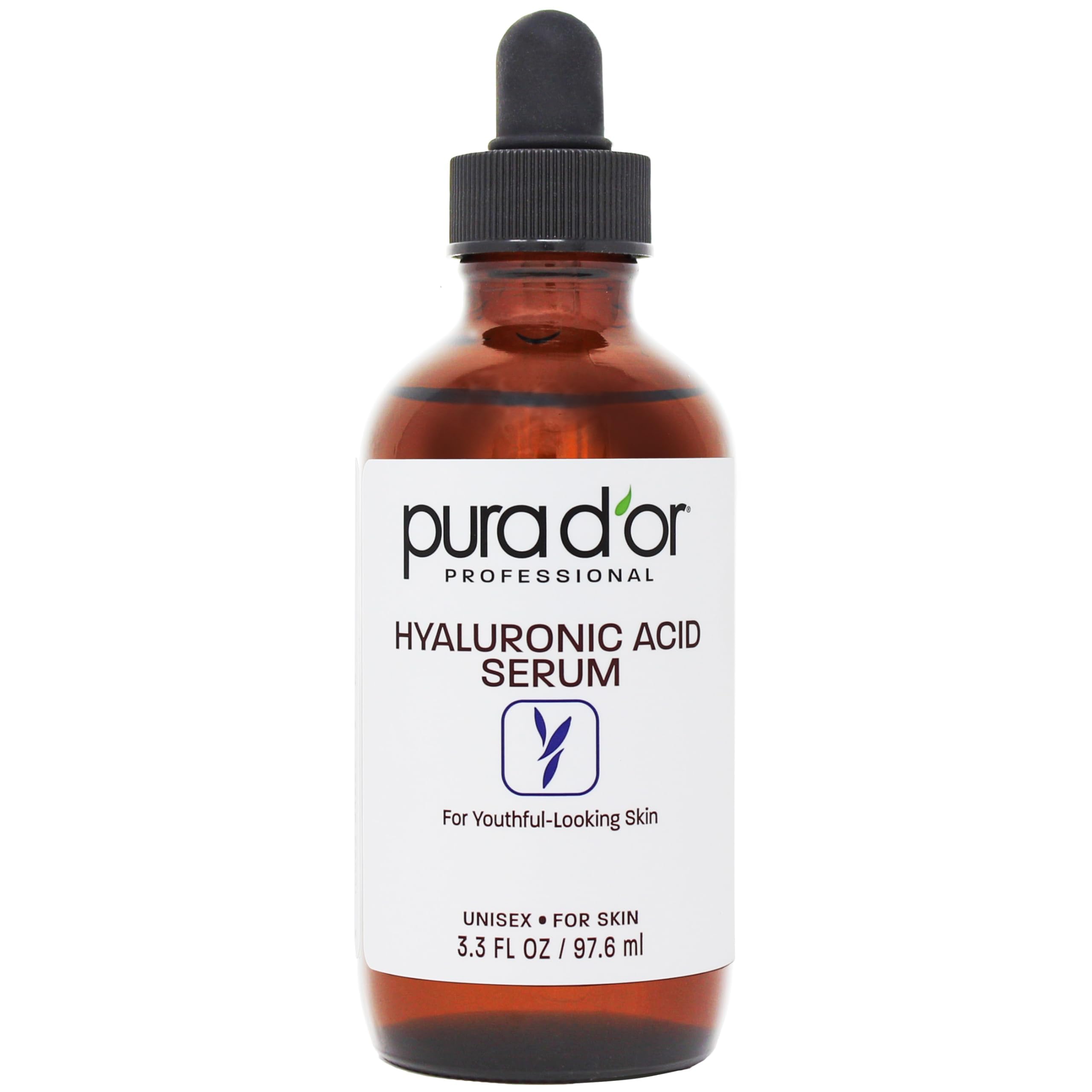 PURA D'OR 3.3 Oz Hyaluronic Acid Serum For Deep Hydration - Anti-Aging, Plumping & Moisturizing Formula For Smooth, Supple Skin - Natural Skincare Boost - Fine Lines & Wrinkle Reducer - Travel Size