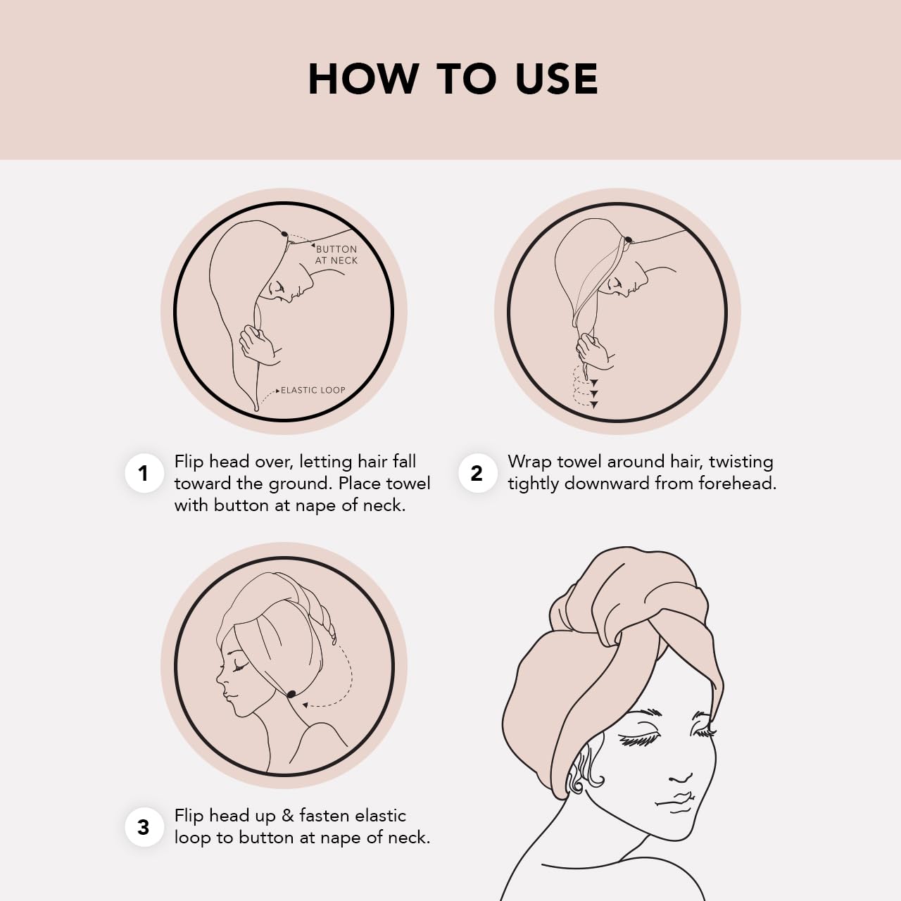 Kitsch Satin & Microfiber Hair Towel Wrap for Women, Absorbent Hair Wrap Towel for Wet Hair, Quick Dry Hair Towel for Long Hair, Microfiber Towel, Hair Turban Towel, Hair Accessories for Women (Blush)