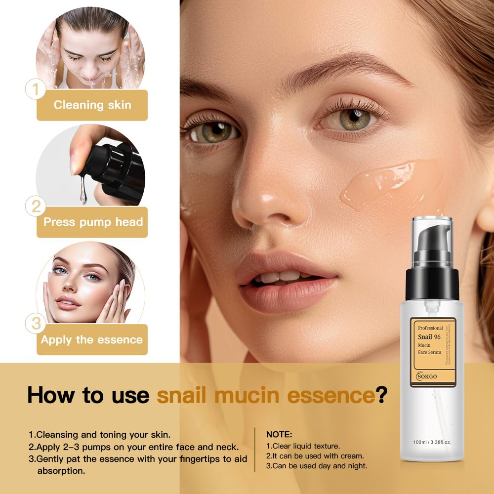 Professional Snail Mucin Serum, Intensive Hydration and Repair for Healthy Skin (1PCS)