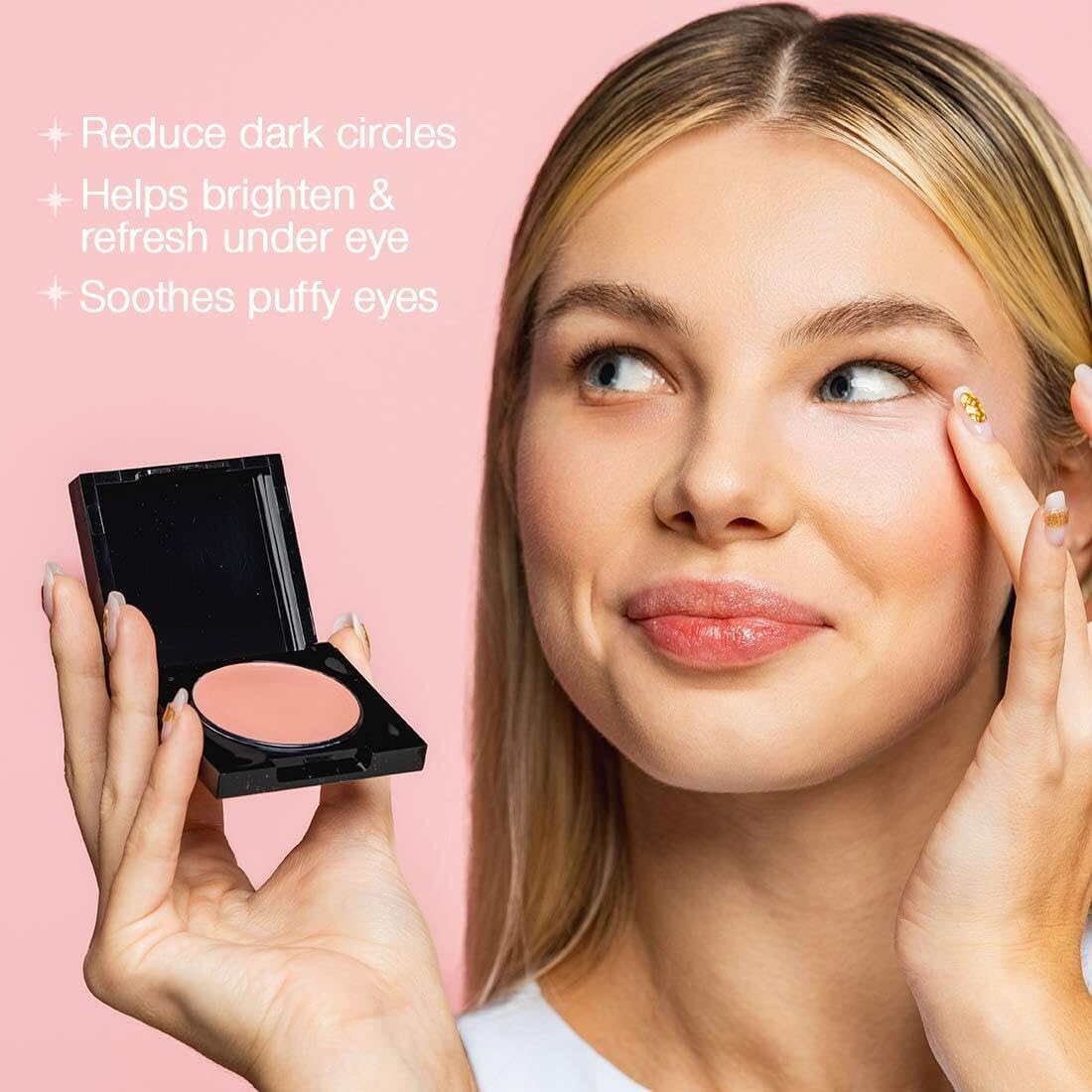 Palladio Under Eye Brightener, Conceal, Brightens, Reduces Appearance of Dark Circles, With Caffeine Peptides & Vitamin E, Tired Skin Color Correcting Brightener & Primer, Light to Medium Skin Tone