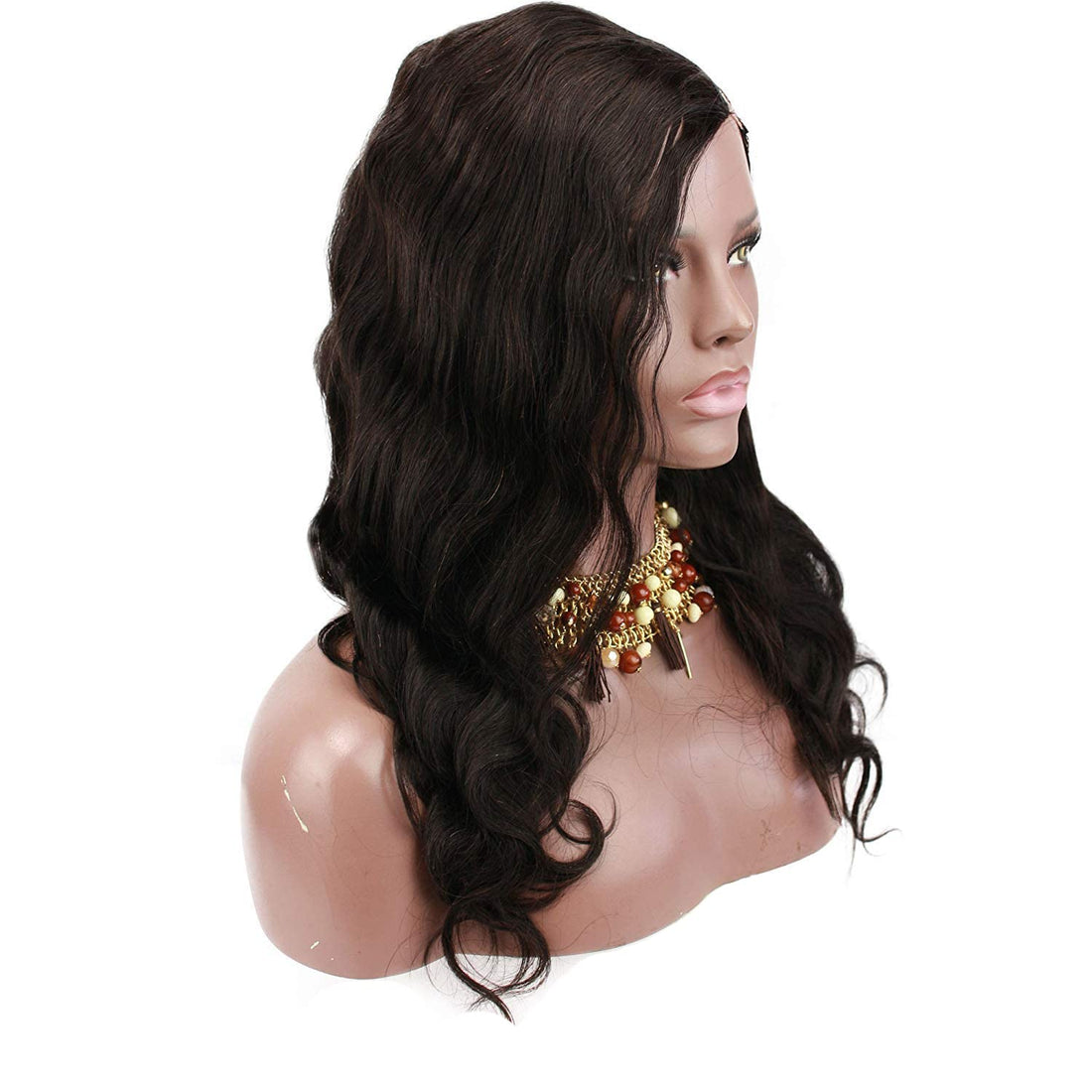 Rossy&Nancy Cheap Human Hair Left U Part Body Wave Lace Front Wig For Black Women Natural Black Color 18inch by Rossy&Nancy