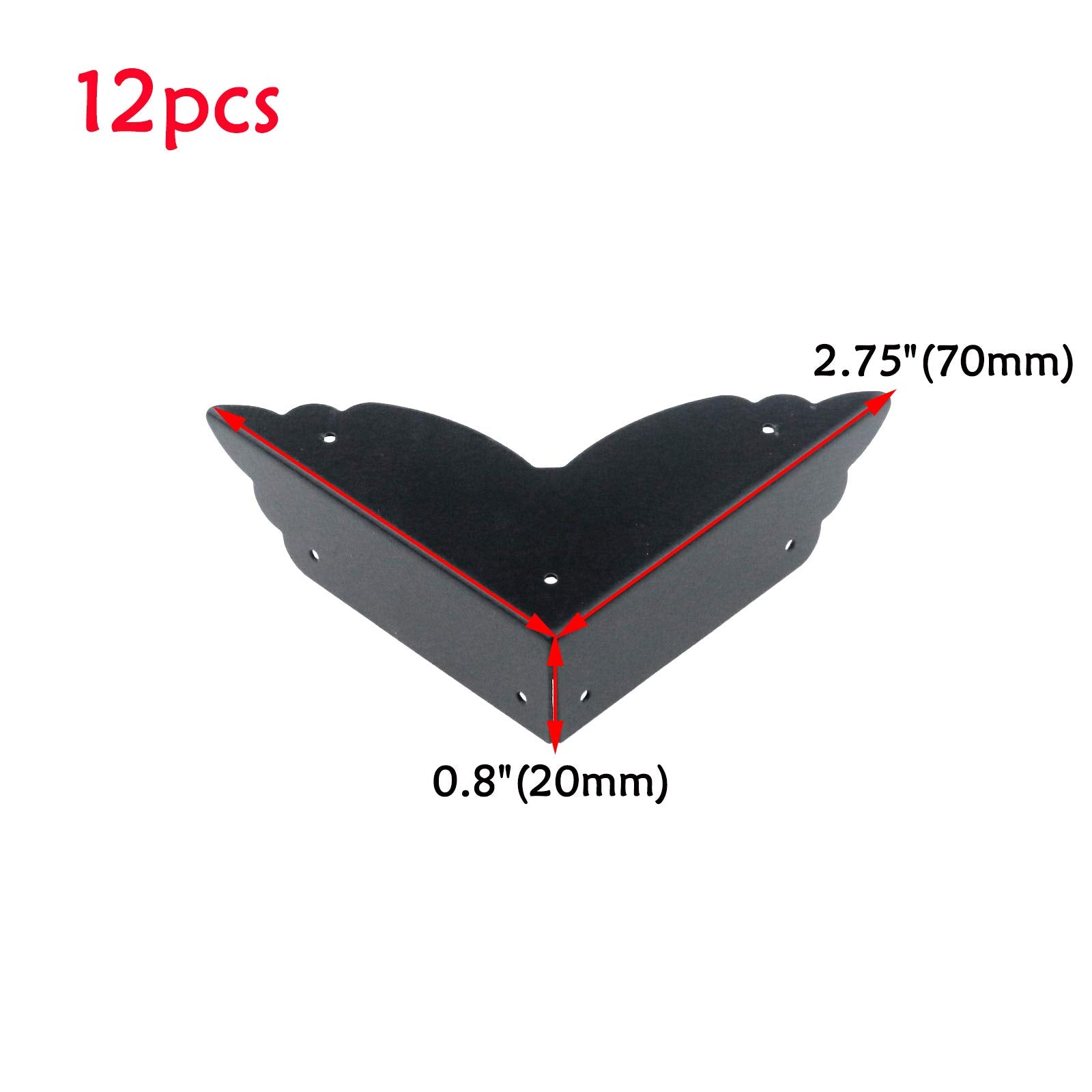 Antrader Metal Box Corner Protector Black Edge Safety Bumpers Furniture Corner Cover Guard Side Length 2.8 Pack of 12