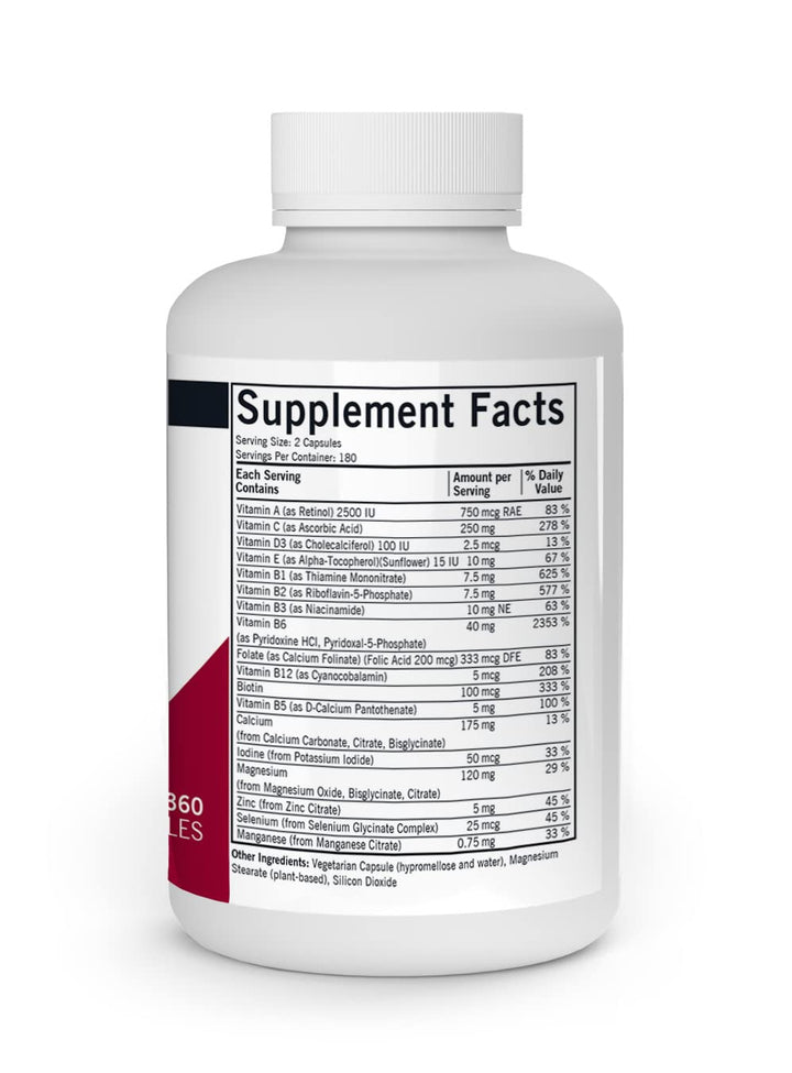 Kirkman - Super Nu-Thera - 360 Capsules - Comprehensive Multivitamin - with Vitamin B6 & Magnesium - Hypoallergenic
