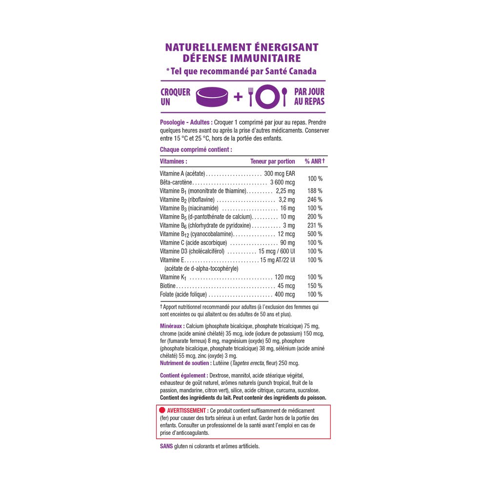 Jamieson 100% Complete Chewable Multivitamin for Adults Citrus Twist Multi, 60 chewable tablets