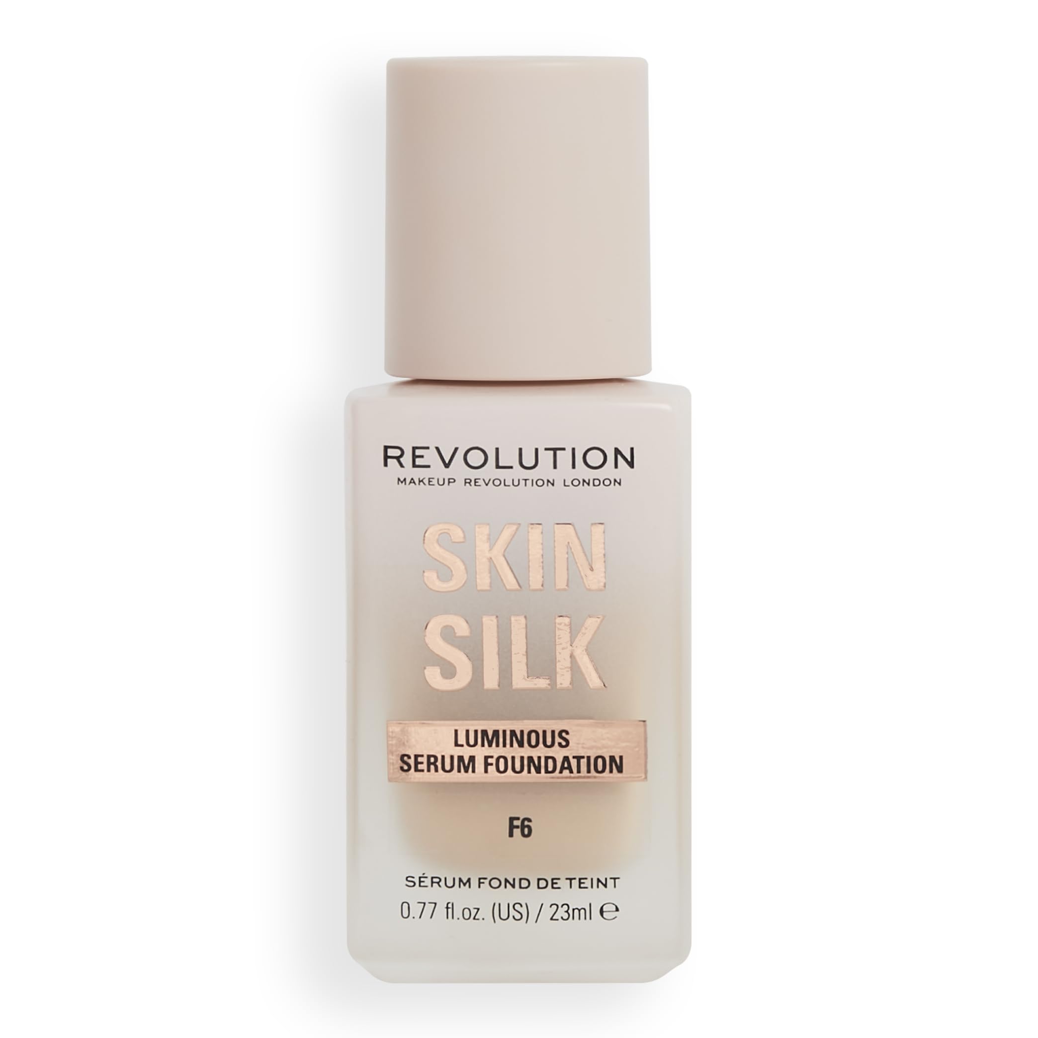 Revolution Beauty, Skin Silk Serum Foundation, Light to Medium Coverage, Lightweight & Radiant Finish, Contains Hyaluronic Acid, F6 Light Skin Tones, 0.77 Fl. Oz.