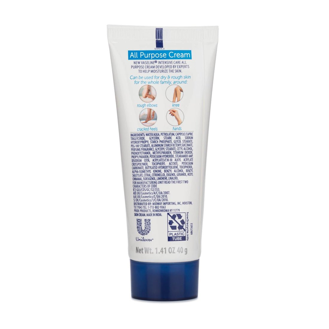 Vaseline Intensive Care All Purpose Cream Rough Cracked Skin Relief, 6-Pack, 1.41 FL Oz Each, 6 Tubes