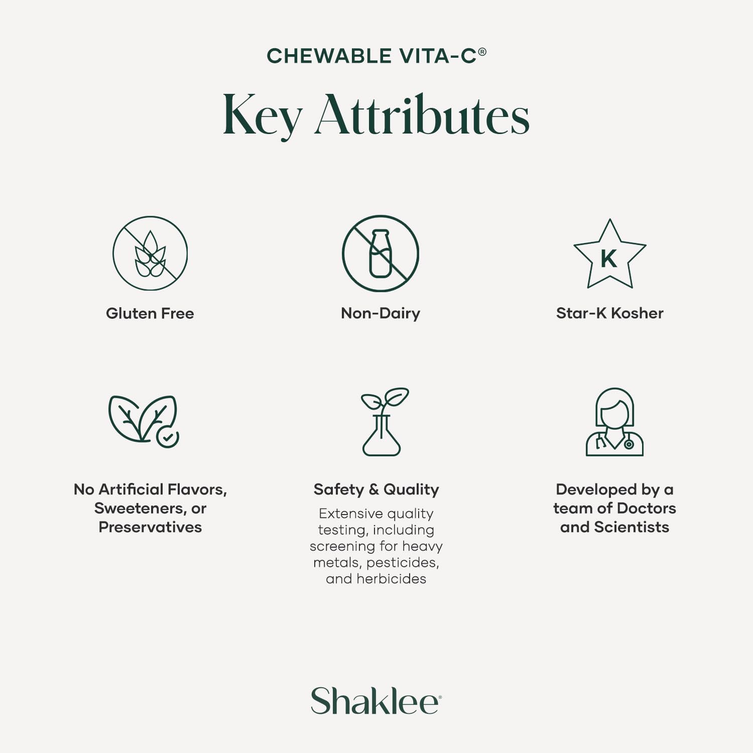 Shaklee - Chewable Vita-C 250mg - Cellular Support and Immune Boost - Lemon Flavored Vitamin C Chewable Tablets for Easy Consumption - Ideal for Children and Adults - 60 Tablets