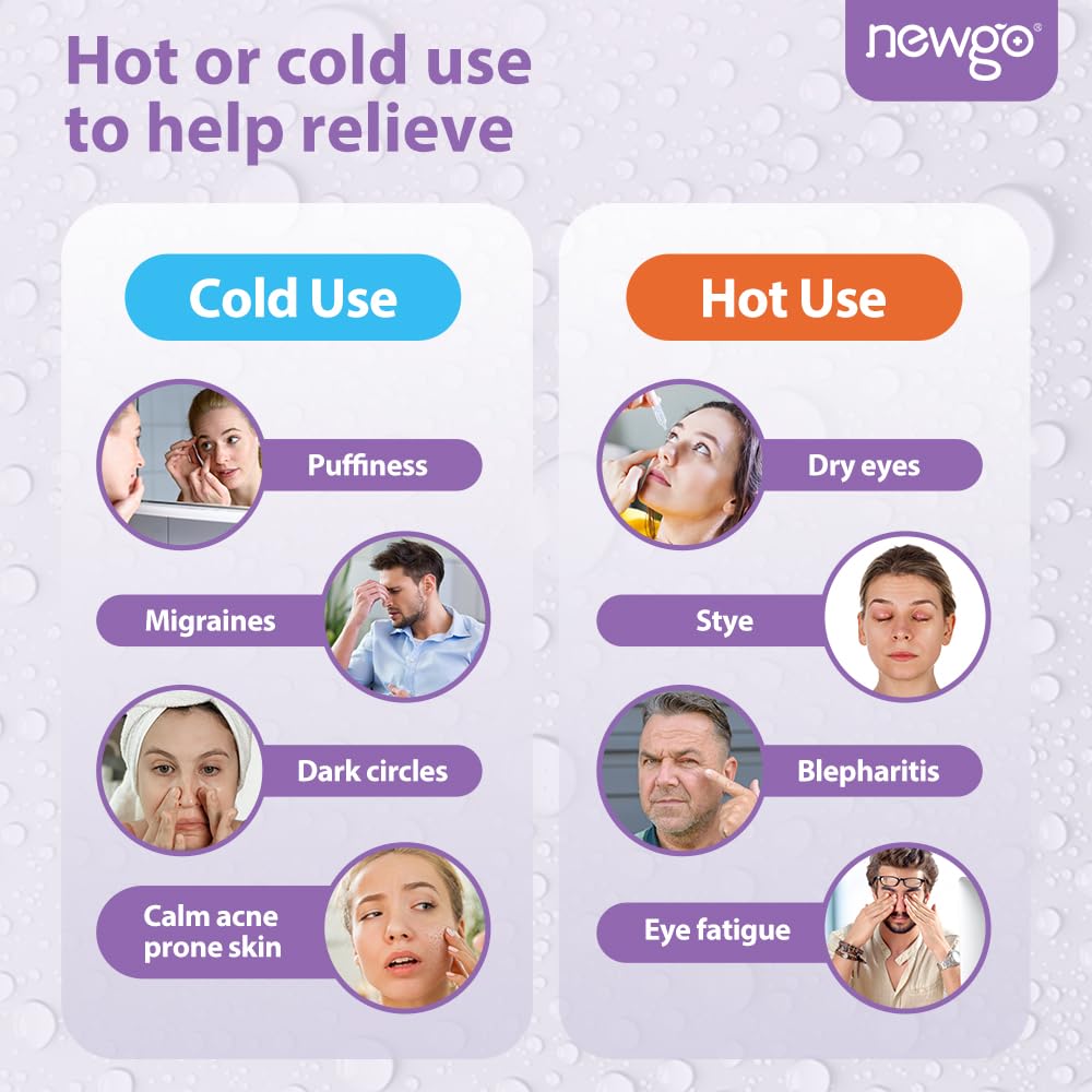 NEWGO Cooling Eye Mask Reusable Gel Eye Mask for Puffy Eyes, Ice Eye Mask Cold Eye Mask Frozen with Plush Backing for Headache, Migraine, Stress Relief - Purple