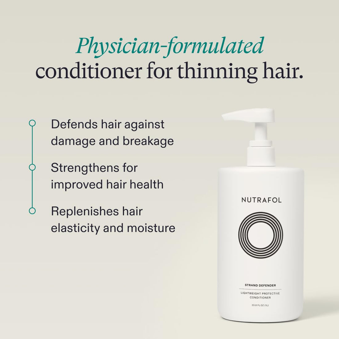 Nutrafol Conditioner, Physician-formulated for Thinning Hair, Moisturizing, Strengthening and Color Safe, Lightweight Protection - 1 Liter Bottle