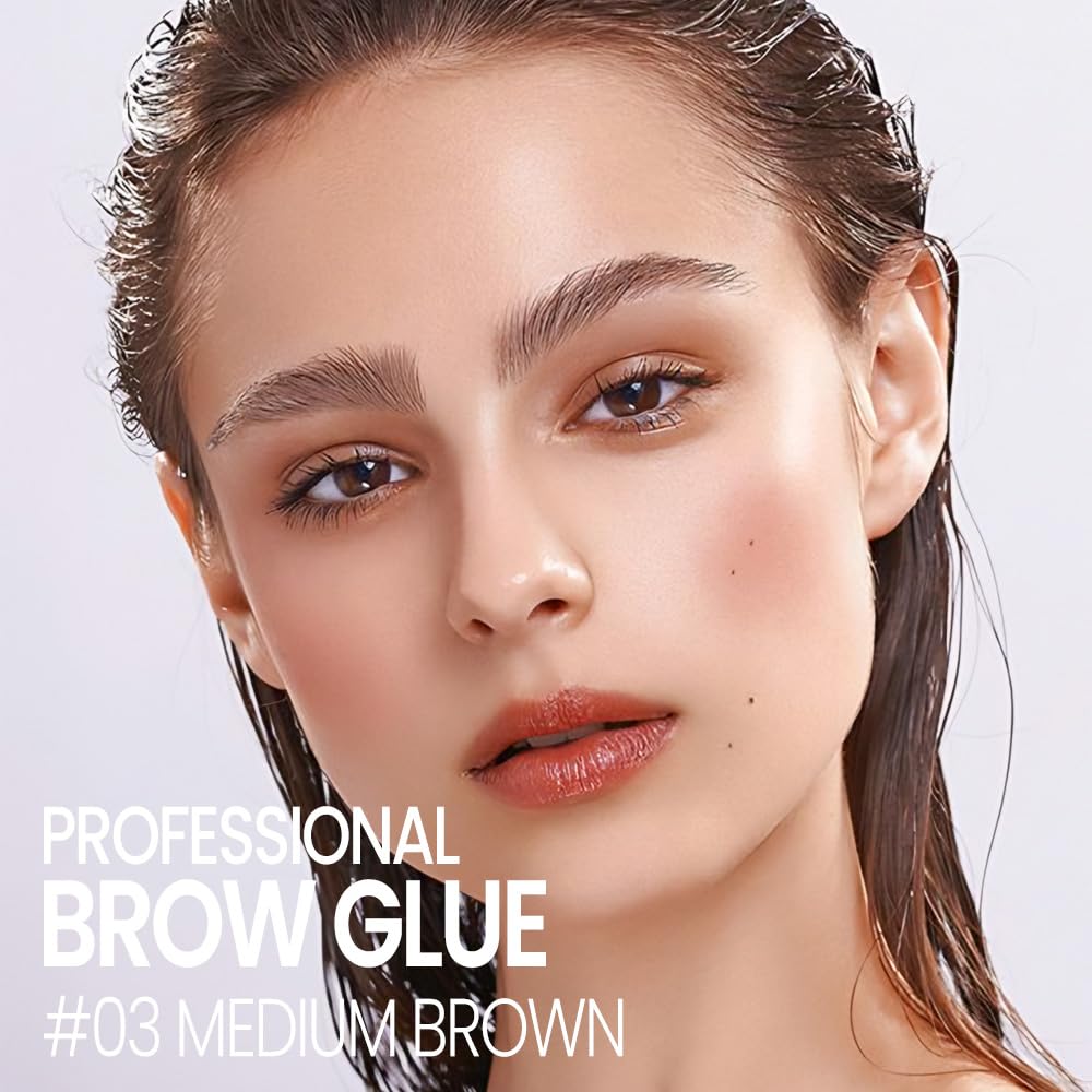 Kaely PROFESSIONAL MAKEUP Brow Glue,Tinted Eyebrow Gel,Eyebrow Mascara Waterproof,gel para cejas a prueba de agua,Eye Brow Fast Sculpt,Vegan & Cruelty-Free,1Pcs-03 Medium Brown