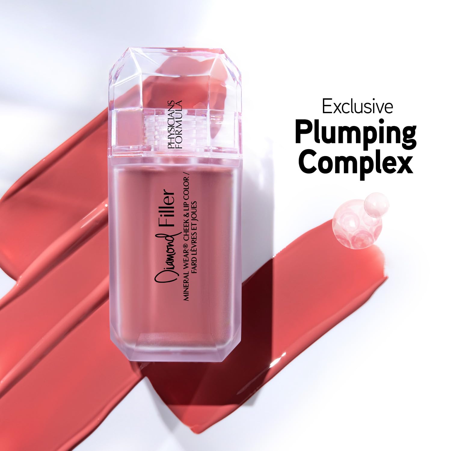 Physicians Formula Mineral Wear®Diamond Filler Cheek & Lip Color, Serum-to-Cream Multi-Use Liquid Blush Formula, Plumps & Smooths for Fuller Looking Cheeks & Lips, Monochromatic Look - Brilliant Peach
