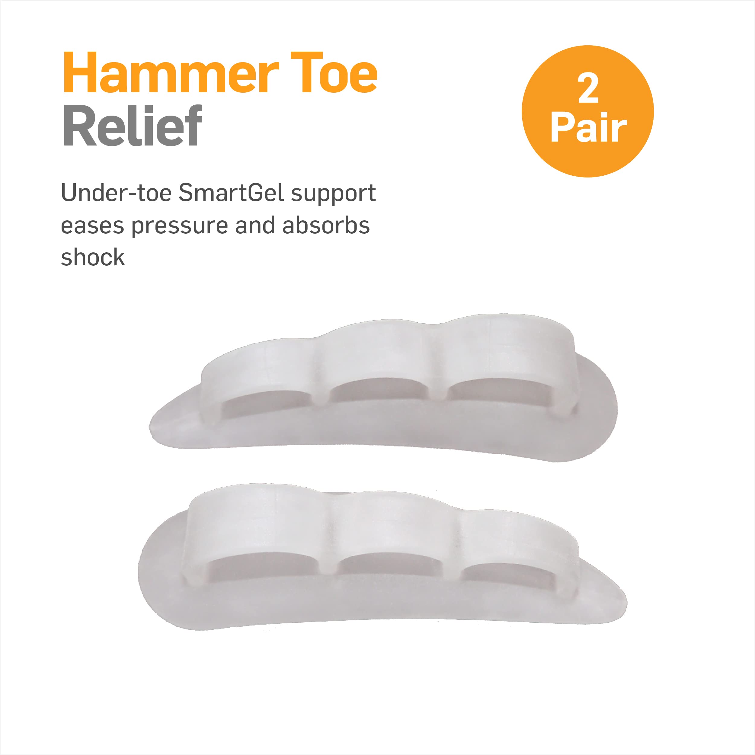 NatraCure Gel Hammer Toe Crest Pads (Left/Right) - 2 Pairs – (Toe Straightening Cushion, For Mallet Toes and Overlapping Toes) - 3035-M RET 4PK