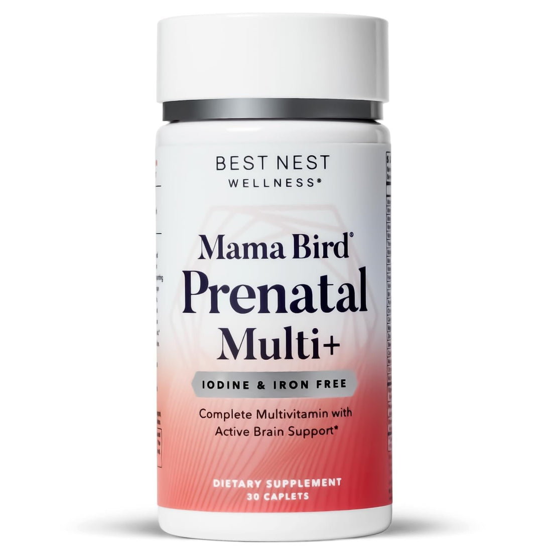 Best Nest Wellness Mama Bird Prenatal Multi Plus Iodine & Iron Free - Prenatal Vitamin for Brain & Digestive Health - Vegan Multivitamin with Methylfolate, Probiotics & More - 30 Caplets