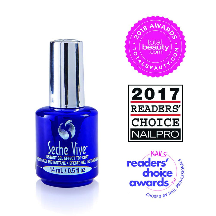 Seche Vive Gel Effect Top Coat 0.5oz, boxed