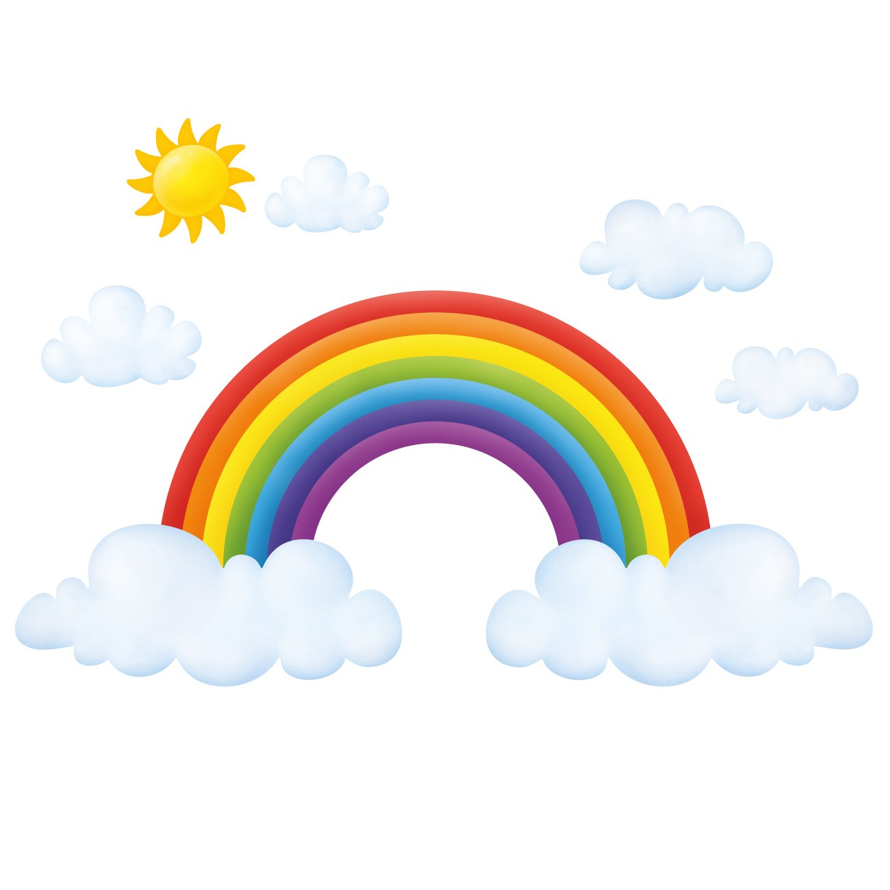 DECOWALL SG-1713 Rainbow and Clouds Kids Wall Stickers Wall Decals Peel and Stick Removable Wall Stickers for Kids Nursery Bedroom Living Room décor
