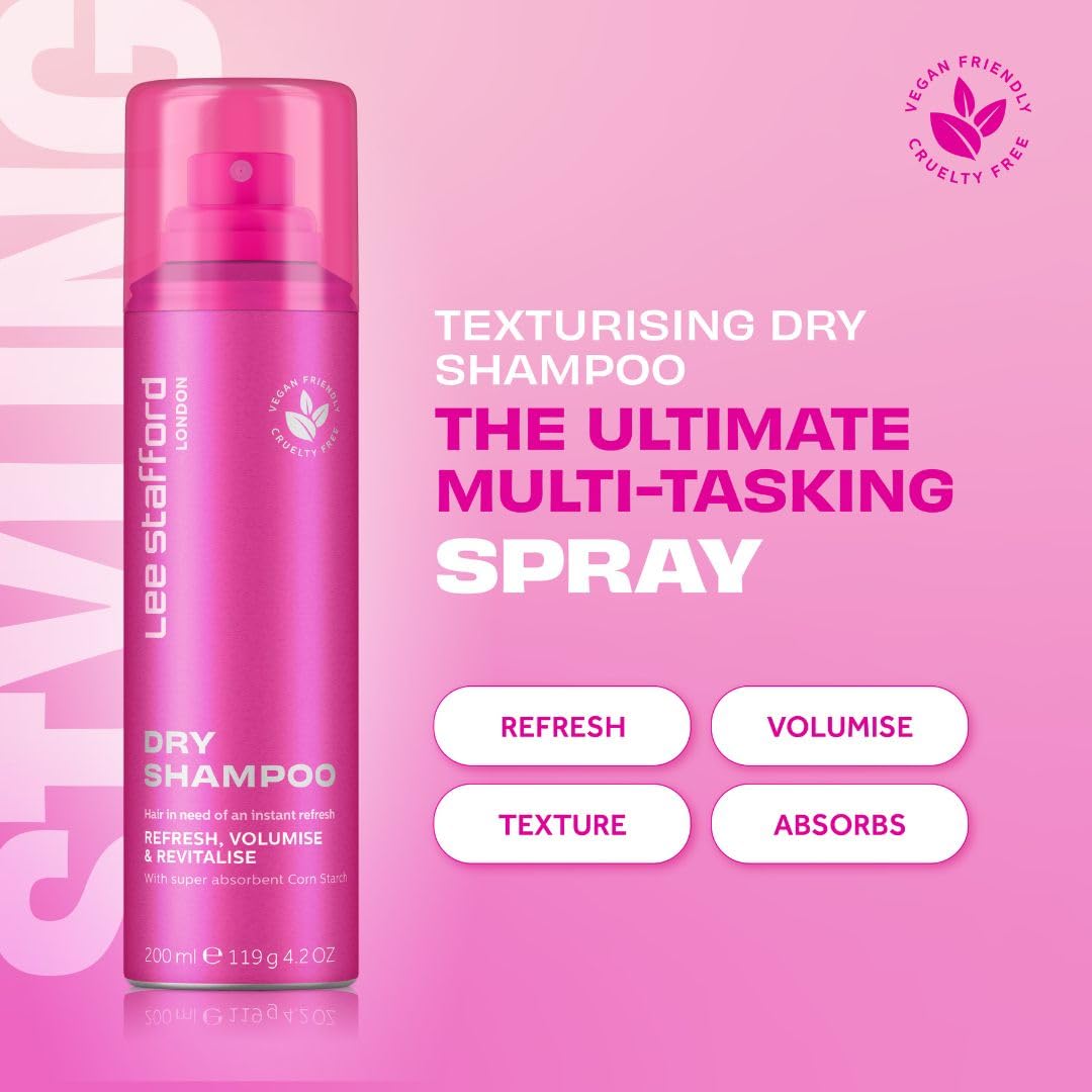 Lee Stafford Dry Shampoo | Styling - Instant Hair Refresh, Volumizing Powder Spray, Adds Volume, Absorbs Oil, Sweat & Dirt between Washes for a Clean Look, Blonde & Brunette Friendly Hairspray, 4.2 Oz